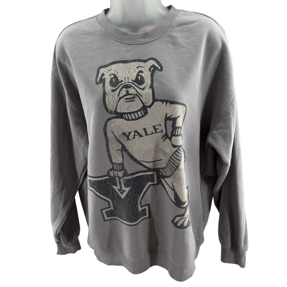 Yale University Handsome Dan Bulldog Graphic Vintage Sweatshirt Gray Medium
